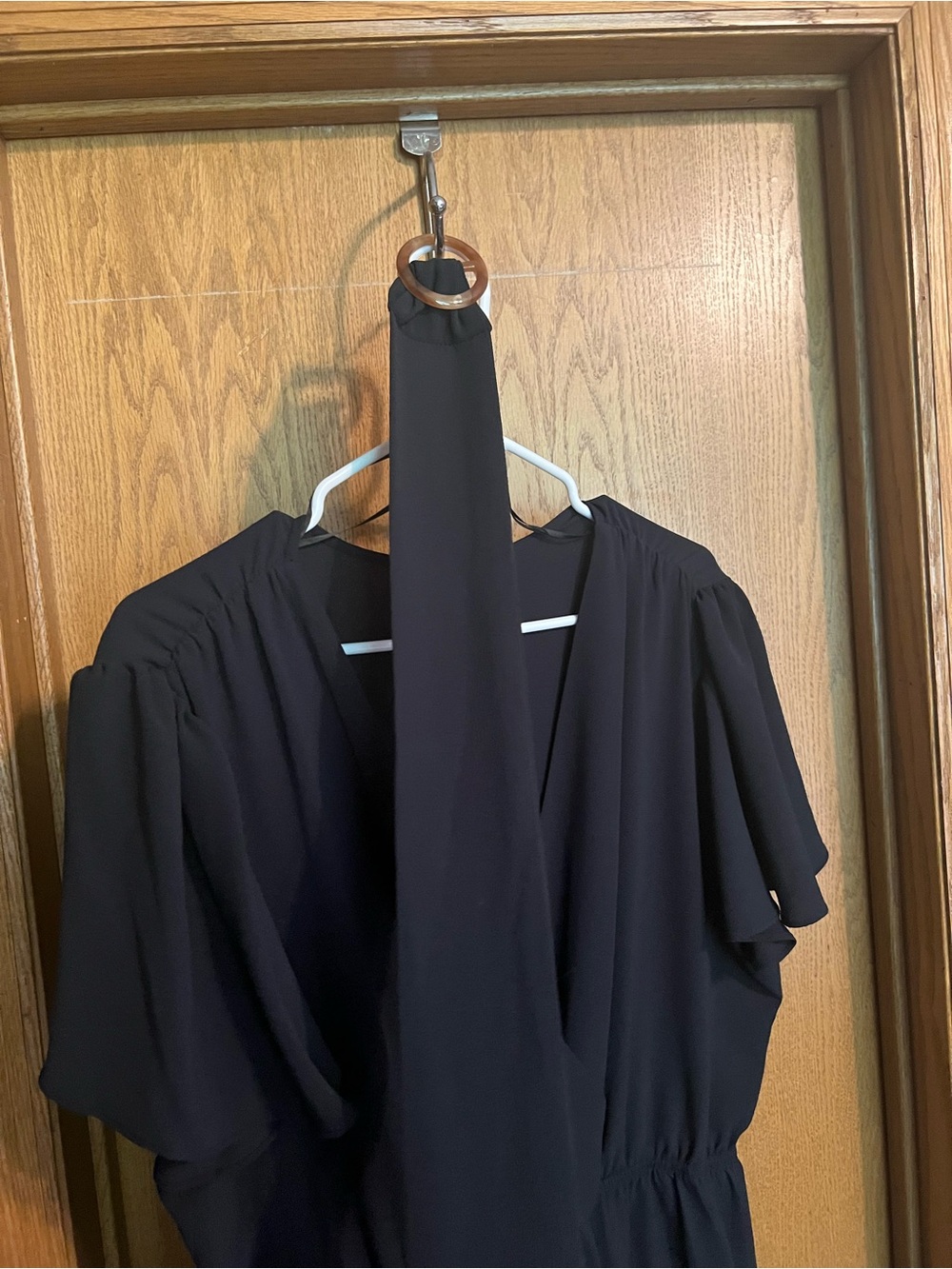 Black V-Neck High-Low Ruffle Dress - Picture 4 of 5